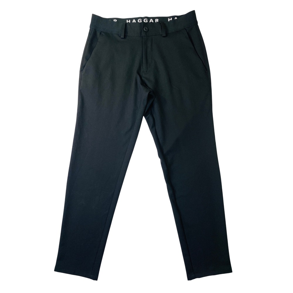 Haggar The Active Series Mens Black Flat Front Dress Chino Pants 32x30